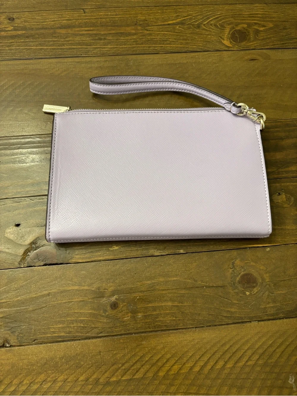 Kate Spade Lavender Zip Wristlet Clutch with Gold Hardware